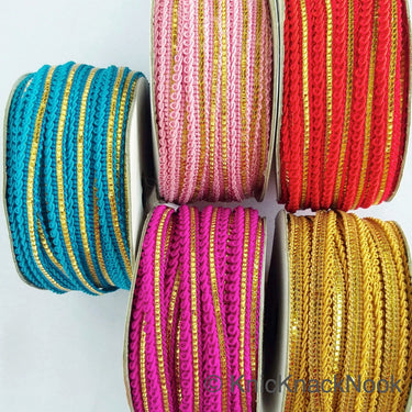 Red And Gold Gimp Trim, Approx. 8mm wide, Upholstery Trim